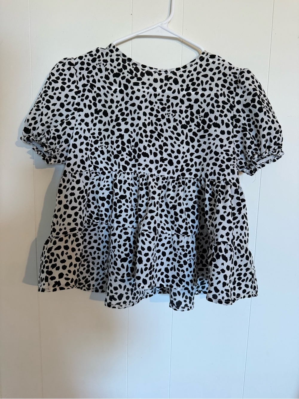 Girls' Black & White Print Peplum Top